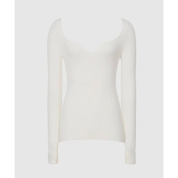 REISS Emira Ribbed Sweetheart Jumper White Women’s Size M - Picture 1 of 9